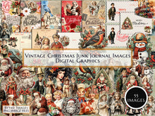 Load image into Gallery viewer, Vintage Christmas Clipart Bundle Vintage Christmas PNG Junk Journal Digital Planner Collage Image Christmas Sublimation Christmas 52 images