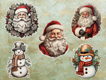Load image into Gallery viewer, Vintage Christmas Clipart Bundle Vintage Christmas PNG Junk Journal Digital Planner Collage Image Christmas Sublimation Christmas 52 images