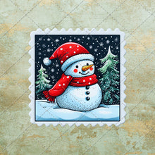 Load image into Gallery viewer, Christmas Vintage Postage Stamp Clipart Bundle - 36 PNG Images Santa Claus, Reindeer, Christmas Tree Gingerbread Man Holiday Art DIY Crafts
