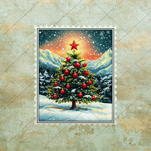 Load image into Gallery viewer, Christmas Vintage Postage Stamp Clipart Bundle - 36 PNG Images Santa Claus, Reindeer, Christmas Tree Gingerbread Man Holiday Art DIY Crafts