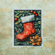Load image into Gallery viewer, Christmas Vintage Postage Stamp Clipart Bundle - 36 PNG Images Santa Claus, Reindeer, Christmas Tree Gingerbread Man Holiday Art DIY Crafts