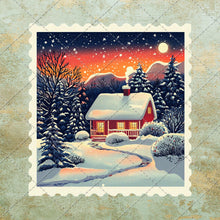 Load image into Gallery viewer, Christmas Vintage Postage Stamp Clipart Bundle - 36 PNG Images Santa Claus, Reindeer, Christmas Tree Gingerbread Man Holiday Art DIY Crafts