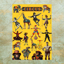 Load image into Gallery viewer, Vintage Circus Carnival Junk Journal Kit Image 30 fussy cut images clipart digital download printable scrapbook cut outs DIY Stickers Retro