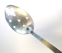 Load image into Gallery viewer, Vintage Stainless Steel Strainer Spoon Utensil, Wooden Handle, Retro Kitchenalia, 30cm Long