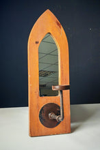 Load image into Gallery viewer, Rustic Gothic-Style Wooden Wall Mirror with Metal Candle Holder – 75cm Tall