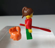 Load image into Gallery viewer, LEGO City Female Gardener Minifigure Cat Figure Red Paddle Accessory