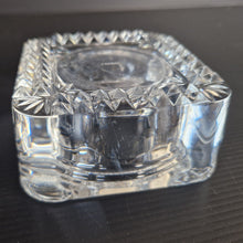 Load image into Gallery viewer, Heavy Cut Crystal Square Cut Out Trinket Dish Tea Light Candle Holder France 4"