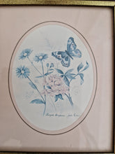 Load image into Gallery viewer, Vintage Botanical Flower Butterfly Print Small Picture Frame ‘Purple Emperor; Wooden Gold Tone E