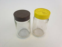 Load image into Gallery viewer, 2 x vintage colman's purveyor's clear glass mustard jars, Empty Spice Storage Jars, Kitchena