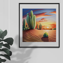 Load image into Gallery viewer, Watercolour art graphics images, A desert theme, featuring cacti, sand dunes & beautiful sunset Instant Digital Download, Quality jpeg Image