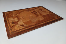 Load image into Gallery viewer, Vintage Wooden Marquetry Wall Plaque Landscape Scene Inlaid Wood Art 35cm