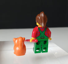 Load image into Gallery viewer, LEGO City Female Gardener Minifigure Cat Figure Red Paddle Accessory