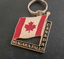 Load image into Gallery viewer, Vintage Niagara Falls Canada Flag Keychain Enamel Maple Leaf Souvenir Key Ring
