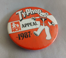 Load image into Gallery viewer, Vintage Ty-Phoo NCH Appeal 1987 Teddy Bear Pin Badge 5.4cm Charity Collectible