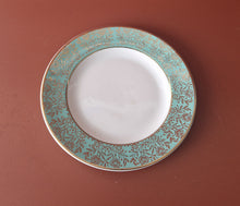 Load image into Gallery viewer, Washington Pottery Dorchester Ironstone England Frenzione turquoise and gold China side plate