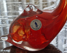 Load image into Gallery viewer, Art Glass Dolphin MTARFA Malta Paperweight Figurine Orange and Clear Colours