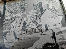 Load image into Gallery viewer, Vintage Etched Ink Gold & Black Village Scene – Framed Countryside Artwork 22cm