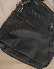 Load image into Gallery viewer, Nine West “Black In Black” Leather Boho Hobo Purse Handbag Satchel 37.5 x 35.5cm