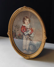 Load image into Gallery viewer, Vintage Oval Framed Arthur Devis Print Boy with Dog Antique Gilt Frame 48cm