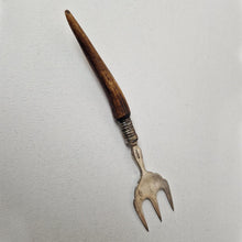 Load image into Gallery viewer, Antique Serving Fork, Cold Meats, Meat Fork, Bread Fork, Antler Handle, Silver Plate, Elegant Flatwa