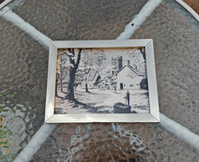 Load image into Gallery viewer, Vintage Etched Ink Gold & Black Village Scene – Framed Countryside Artwork 22cm