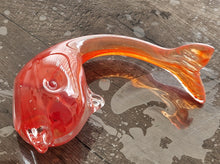 Load image into Gallery viewer, Art Glass Dolphin MTARFA Malta Paperweight Figurine Orange and Clear Colours