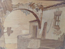 Load image into Gallery viewer, Vintage Wooden Marquetry Wall Plaque Landscape Scene Inlaid Wood Art 35cm