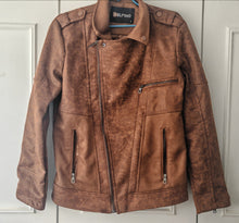 Load image into Gallery viewer, Delpino Men’s Brown Faux Leather Biker Jacket – Size S – Made in Turkey