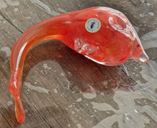 Load image into Gallery viewer, Art Glass Dolphin MTARFA Malta Paperweight Figurine Orange and Clear Colours