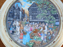 Load image into Gallery viewer, Royal Worcester Fine Bone China Village Market Wall Plate Framed 28.5cm England