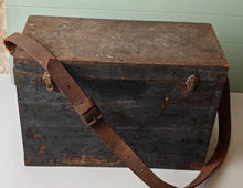 Load image into Gallery viewer, Vintage Electrician's Wooden Tool Chest with Original Leather Strap