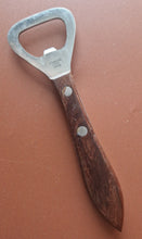 Load image into Gallery viewer, Vintage Bottle Opener Retro Wooden Handle 1970 , Bar ware Kitchenalia , Made In Japan, Stainle