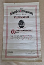 Load image into Gallery viewer, Vintage 1950's Diploma Certificate Ephemera  The School Of Accountancy