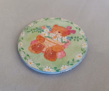 Load image into Gallery viewer, Vintage Teddy Bear Flowers Pin Badge 1991 Cute Floral Collectible 5.5cm