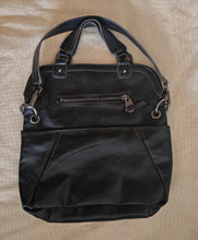 Load image into Gallery viewer, Nine West “Black In Black” Leather Boho Hobo Purse Handbag Satchel 37.5 x 35.5cm