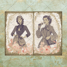 Load image into Gallery viewer, Vintage Fashion Junk Journal Pages Printables | Digital Download | 8 JPEG & PDF Images printable junk journal scrapbook Retro Designs