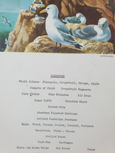 Load image into Gallery viewer, Vintage Hotel B.I Breakfast Menu Card From Uganda, Kittiwakes Bird Theme, Dated Monday 24th May 1971