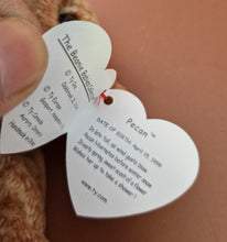 Load image into Gallery viewer, TY Beanie Baby Bean bag Plush Soft Toy Pecan Bear Retired 1999 With Tag Vintage