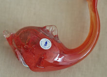 Load image into Gallery viewer, Art Glass Dolphin MTARFA Malta Paperweight Figurine Orange and Clear Colours