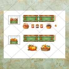 Load image into Gallery viewer, Vintage Farm Truck Fussy Cut Clipart Set – Rustic Country Market PNG & PDF, Produce Crates, Honey, Jams, Chickens Printable