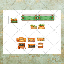 Load image into Gallery viewer, Vintage Farm Truck Fussy Cut Clipart Set – Rustic Country Market PNG & PDF, Produce Crates, Honey, Jams, Chickens Printable