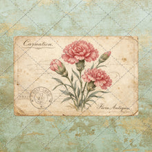 Load image into Gallery viewer, Vintage Floral Postcards PNG – Antique Botanical Ephemera Set Shabby Chic Flower Post Card Images, Printable Junk Journal, Scrapbooking