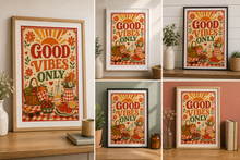 Load image into Gallery viewer, 20 Good Vibes Only Prints, Retro 70s Wall Art Poster Bundle, A4 Digital Download