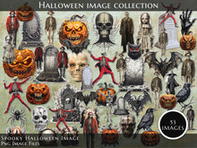 Load image into Gallery viewer, Fussy cut Halloween images, printable pages, Digital instant download, 53 images, .png format, junk journaling, Ephemera, scrapbooking