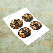 Load image into Gallery viewer, Halloween Stained Glass Art Circle Images Collage Sheet | Instant Download | 20 Spooky Graphics in JPEG, PNG & PDF Formats 5 Collage Sheets