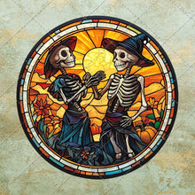 Load image into Gallery viewer, Halloween Stained Glass Art Circle Images Collage Sheet | Instant Download | 20 Spooky Graphics in JPEG, PNG & PDF Formats 5 Collage Sheets