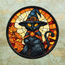 Load image into Gallery viewer, Halloween Stained Glass Art Circle Images Collage Sheet | Instant Download | 20 Spooky Graphics in JPEG, PNG & PDF Formats 5 Collage Sheets