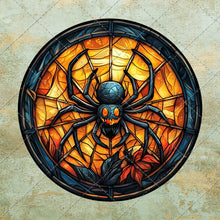 Load image into Gallery viewer, Halloween Stained Glass Art Circle Images Collage Sheet | Instant Download | 20 Spooky Graphics in JPEG, PNG & PDF Formats 5 Collage Sheets