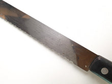 Load image into Gallery viewer, Vintage  Black Plastic Handle  Stainless Steel Kitchen Bread / Steak  Knife, Kitchenali 1990's,  Quality Steel, 32cm long