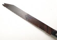 Load image into Gallery viewer, Vintage  Black Plastic Handle  Stainless Steel Kitchen Bread / Steak  Knife, Kitchenali 1990's,  Quality Steel, 32cm long